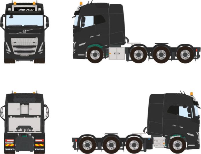 Volvo FH5 Globetrotter 8x4 Black - John Ayrey Die Casts